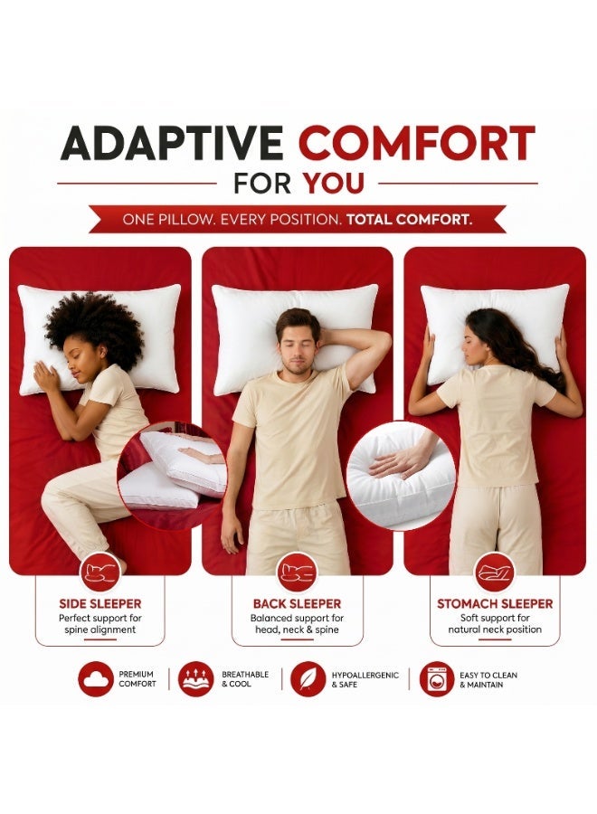 CAN Premium Sleeping Pillow Hotel Quality Microfiber Filled Bed Pillow Soft Breathable Neck Support Pillow for Side Back Stomach Sleepers Comfortable Home Bedroom White Pillow - Image 4
