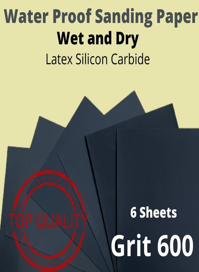Color Zebra TS Water Proof WET AND DRY SAND PAPER Grit Size 600 .Pack of 06 Sheets of Latex Silicon Carbide sanding paper Paper Size - 23 cm X 28cm - Image 2