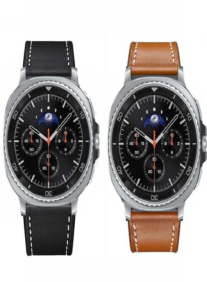 Olytop Galaxy Watch 8 Classic Band 46mm, Bands for Samsung Galaxy Watch8 40mm/44m (2025), Business Leather Wristband Replacement Strap for Men Women, Black+Brown - Image 5