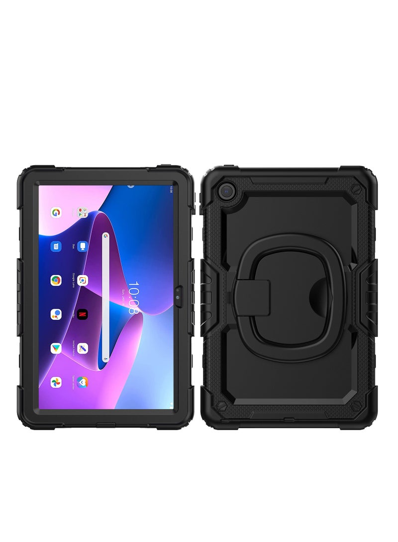 general Heavy Duty Shockproof TPU Tablet Case for Lenovo Tab M10 Plus 10.6 Inch 2022 TB-125F/128F Child Case, 360 Degree Swivel Handle, Stand W Screen Protector + Shoulder Strap Leather Case - Image 1