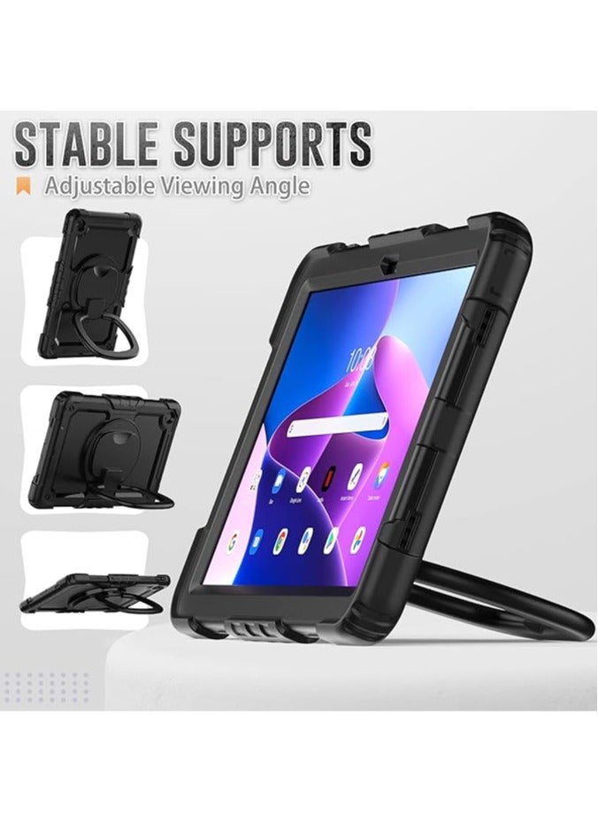 general Heavy Duty Shockproof TPU Tablet Case for Lenovo Tab M10 Plus 10.6 Inch 2022 TB-125F/128F Child Case, 360 Degree Swivel Handle, Stand W Screen Protector + Shoulder Strap Leather Case - Image 4