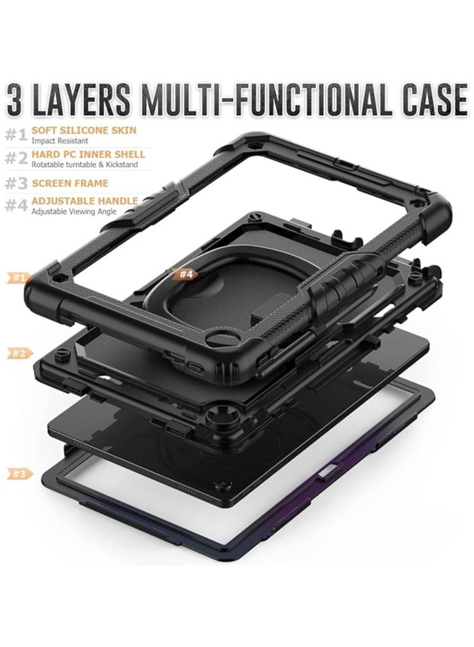 general Heavy Duty Shockproof TPU Tablet Case for Lenovo Tab M10 Plus 10.6 Inch 2022 TB-125F/128F Child Case, 360 Degree Swivel Handle, Stand W Screen Protector + Shoulder Strap Leather Case - Image 5