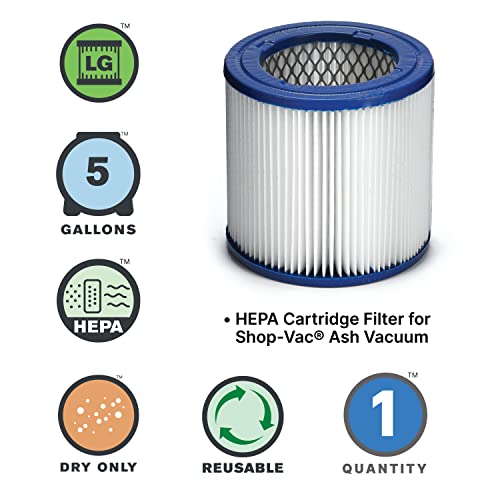 SHOPVAC Shop-Vac 9032933 Ash Vacuum HEPA Cartridge Filter, Effective Filtration, Dry Non-Hazardous Material Use, (1-Pack) - Image 2