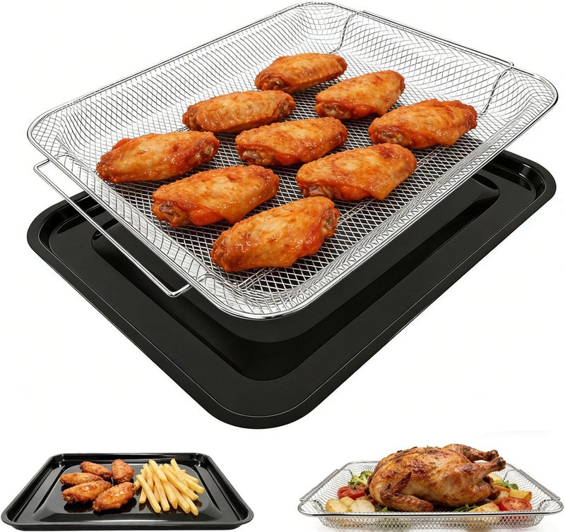 GXF Air Fry Basket & Tray Set for GE Oven, Replacement Parts for GE Appliances Range & Wall Oven PM48X120, 15” x 12” Tray Pan for Baking Roasting Draining & Crispy Air Frying, Dishwasher Safe - Image 1