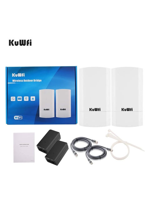 2-Pack 900Mbps Wireless outdoor CPE Kit,Point-to-Point 5.8G wireless Bridge/CPE Supports 2KM transmission distance solution for PTP, PTMP (Pre-program WDS) Wireless Access Point/Bridge