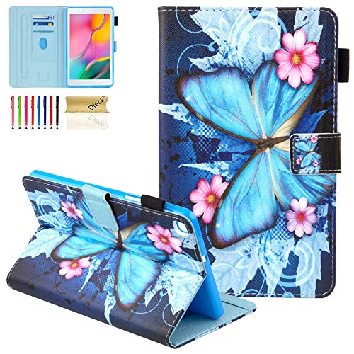 Dteck Galaxy Tab A 8.0 2019 Case T290 T295, Folio Protective Multiple Viewing Angles Stand Cover for Samsung Galaxy Tab A 8.0 2019 Without S Pen Model (SM-T290 Wi-Fi, SM-T295 LTE), Blue Butterfly - Image 1