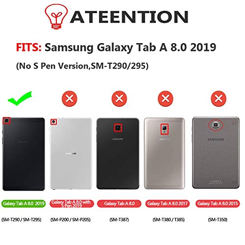 Dteck Galaxy Tab A 8.0 2019 Case T290 T295, Folio Protective Multiple Viewing Angles Stand Cover for Samsung Galaxy Tab A 8.0 2019 Without S Pen Model (SM-T290 Wi-Fi, SM-T295 LTE), Blue Butterfly - Image 2