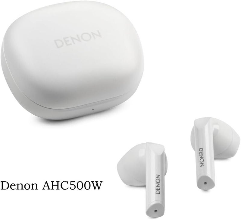 Denon Ahc500w True Wireless Earbuds, Usb-c Wireless Charging Case, 12mm (0.5in) Free-Edge Biocellulose Driver, White - Image 1