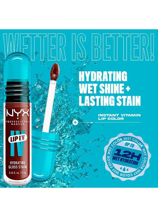 NYX PROFESSIONAL MAKEUP - Lip Iv Hydrating Gloss Stain Lip Gloss + Serum Up To 12Hr Hydration High Pigment Wet Shine Finish Mocha Me Wet - Image 1