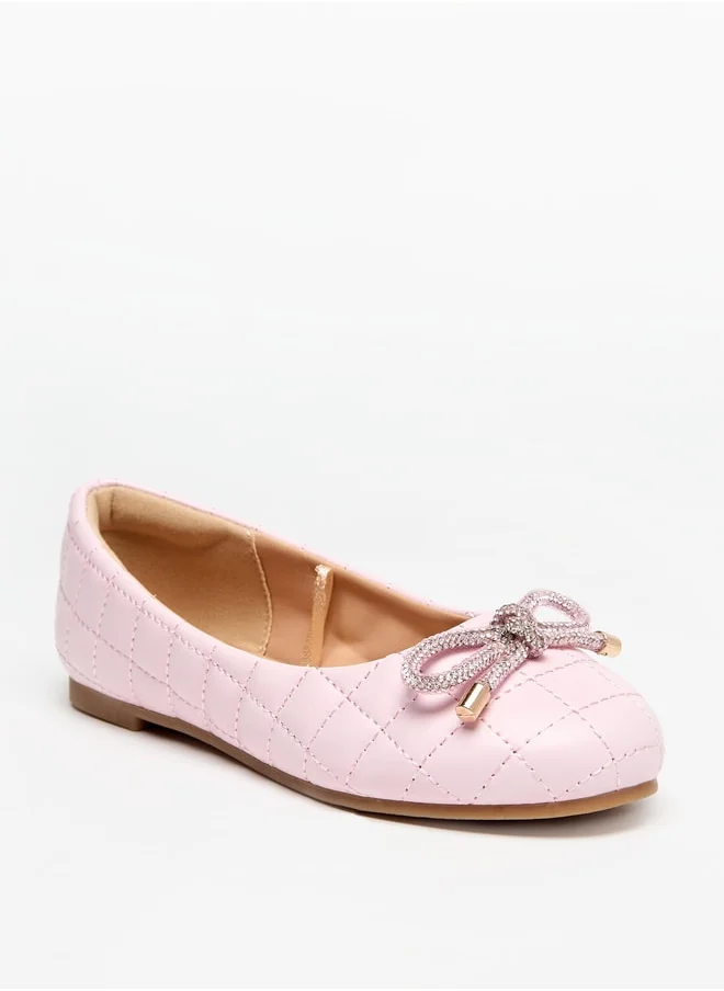 MISSY Girls Bow Accent Slip-On Ballerina Shoes