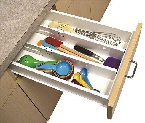 SEASPIRIT Drawer Organizer Adjustable Expandable White Drawer Dividers for Clothes Office Supplies and More - Image 1