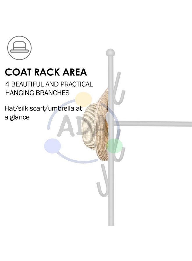 ADA Premium Metal Clothes Hanging Stand with 5 Side Hooks & 1 Bottom Shelf, Multifunctional Movable Single Rod Coat Rack for Bedroom, Livingroom, Hallway, Laundry - (White, 83 x 42.5 x 173cm) - Image 4