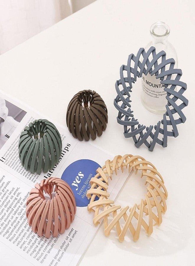 Ashkash 2pcs Elegant And Minimalist Birds Nest Hair Claw Clips, Matte Expandable Ponytail Holder Bun Maker, Multi Colors Circle Hair Clamps, Stylish Hair Bun Accessories For Women - Image 3