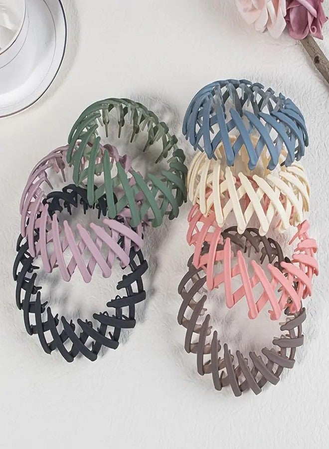 Ashkash 2pcs Elegant And Minimalist Birds Nest Hair Claw Clips, Matte Expandable Ponytail Holder Bun Maker, Multi Colors Circle Hair Clamps, Stylish Hair Bun Accessories For Women - Image 4
