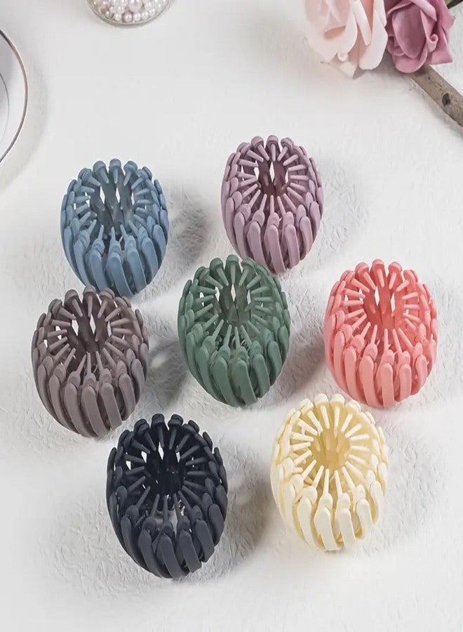 Ashkash 2pcs Elegant And Minimalist Birds Nest Hair Claw Clips, Matte Expandable Ponytail Holder Bun Maker, Multi Colors Circle Hair Clamps, Stylish Hair Bun Accessories For Women - Image 5