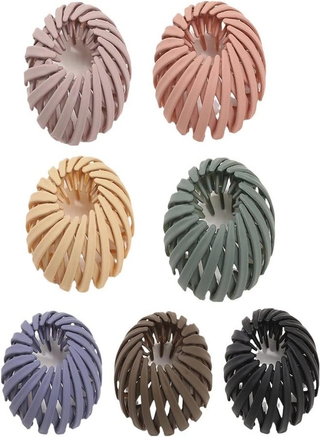 Ashkash 2pcs Elegant And Minimalist Birds Nest Hair Claw Clips, Matte Expandable Ponytail Holder Bun Maker, Multi Colors Circle Hair Clamps, Stylish Hair Bun Accessories For Women - Image 1