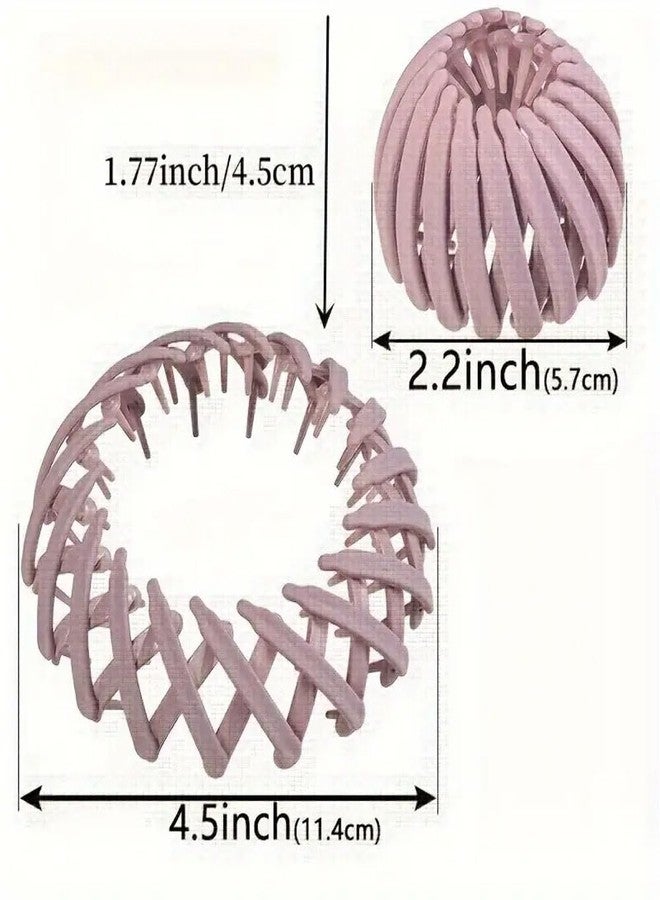 Ashkash 2pcs Elegant And Minimalist Birds Nest Hair Claw Clips, Matte Expandable Ponytail Holder Bun Maker, Multi Colors Circle Hair Clamps, Stylish Hair Bun Accessories For Women - Image 2