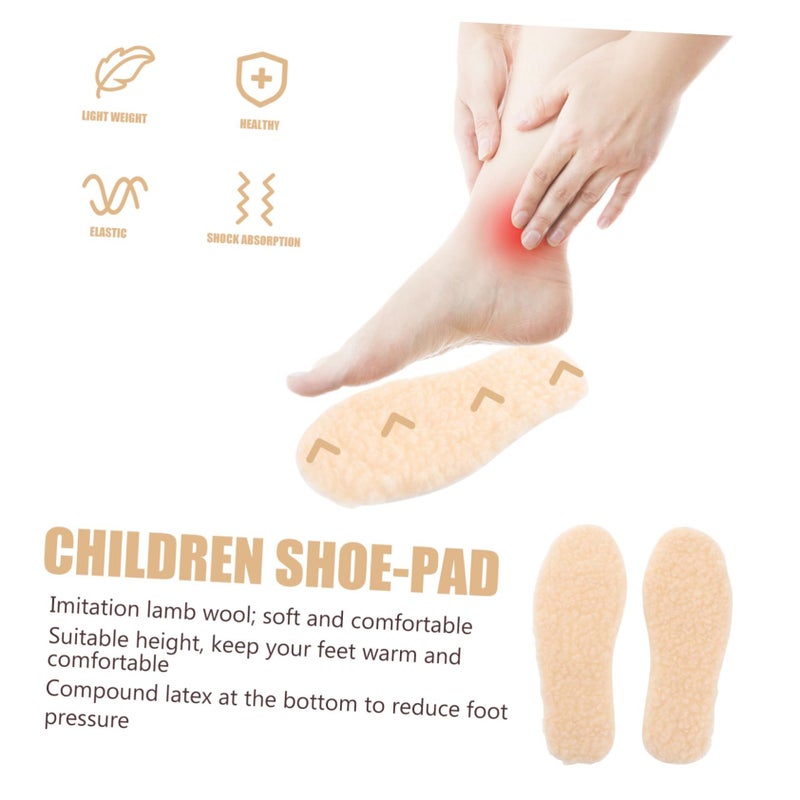 2 Pairs Children Warm Insoles Breathable Shoe Bottoms for Winter Eva Imitation Lamb Wool - Image 3