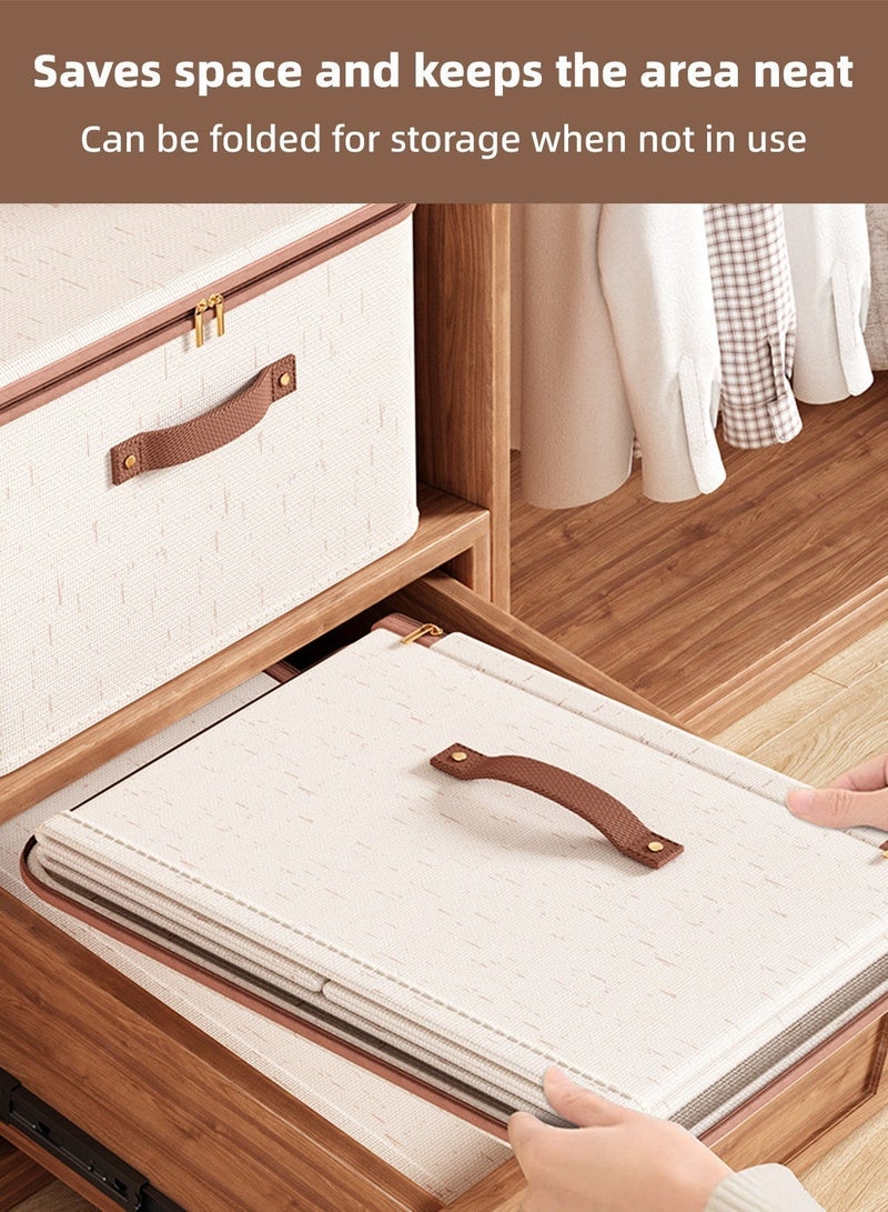 4 Pcs Storage Boxes, Storage Organizer with Lid, Closet Storage Divider with Zipper, Cloth Organizer Wardrobe Organizer with Handles, , Large Capacity, Washable, Reusable & Space-Saving - Image 4