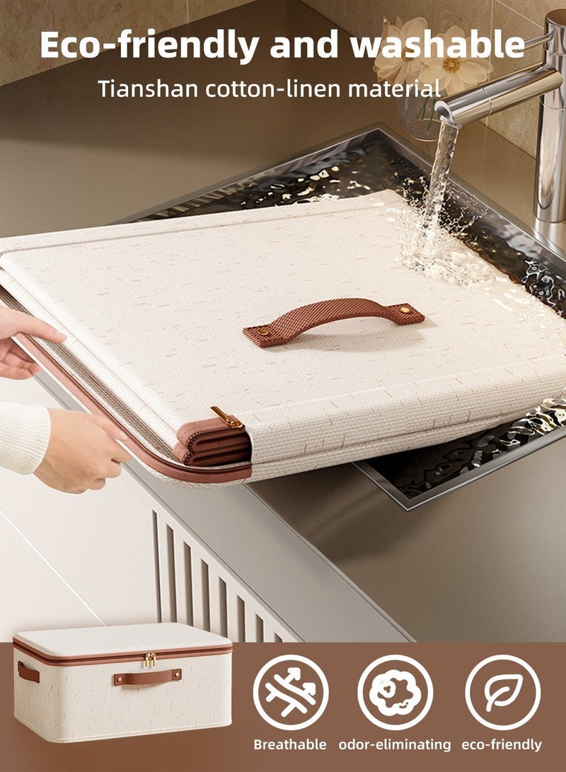 4 Pcs Storage Boxes, Storage Organizer with Lid, Closet Storage Divider with Zipper, Cloth Organizer Wardrobe Organizer with Handles, , Large Capacity, Washable, Reusable & Space-Saving - Image 3