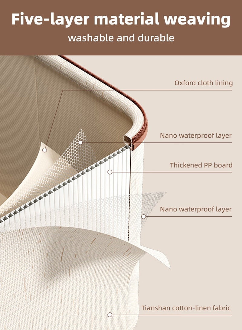 4 Pcs Storage Boxes, Storage Organizer with Lid, Closet Storage Divider with Zipper, Cloth Organizer Wardrobe Organizer with Handles, , Large Capacity, Washable, Reusable & Space-Saving - Image 5