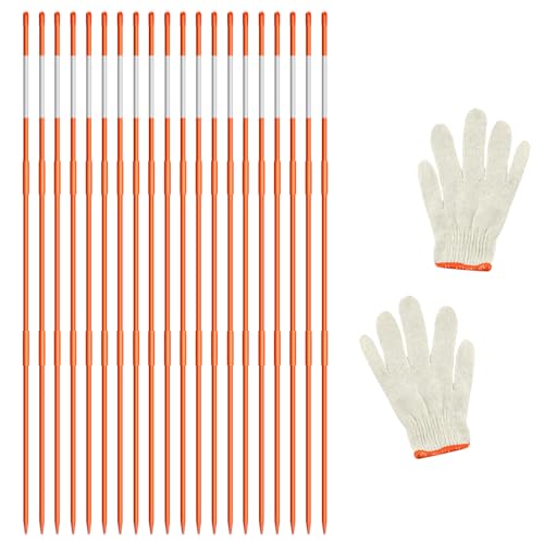 AHKUNMT 20Pcs Driveway Markers,4Ft Driveway Reflective Poles, Orange Fiberglass Snow Stakes with Reflective Tape for Easy Visibility at Night for Parking Lots (20, Orange) - Image 1