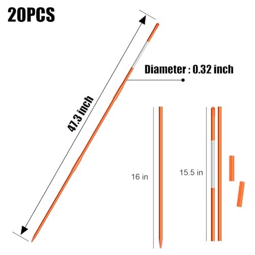 AHKUNMT 20Pcs Driveway Markers,4Ft Driveway Reflective Poles, Orange Fiberglass Snow Stakes with Reflective Tape for Easy Visibility at Night for Parking Lots (20, Orange) - Image 2