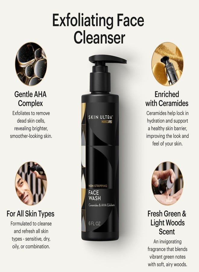 مانسكابيد نظام MANSCAPED® Skin Ultra™ اليومي - أساسيات روتين العناية بالبشرة للرجال مع غسول للوجه ومرطب للوجه ومصل تفتيح مُركّب بمركب سيراميد للتنظيف والتقشير والترطيب - Image 2