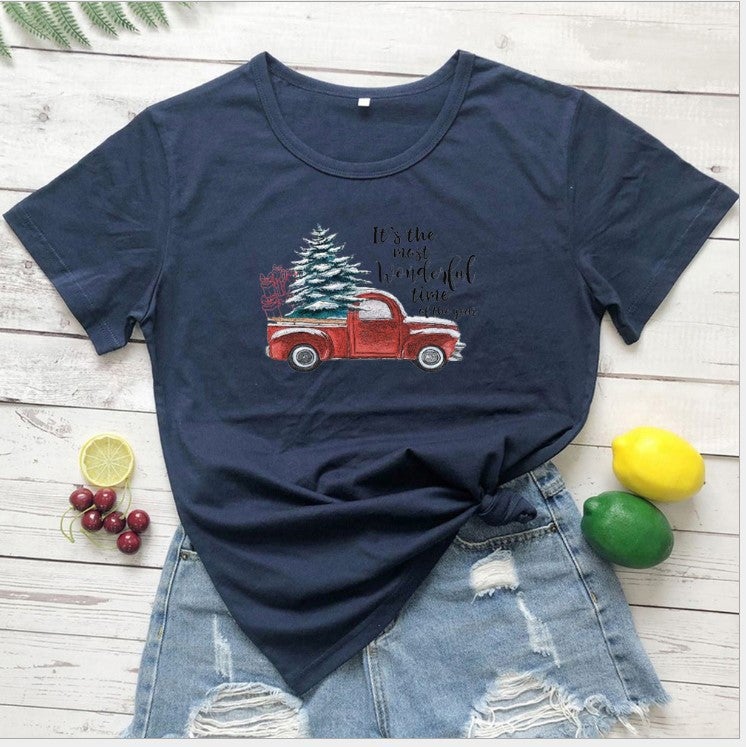 , Independent Platform Walmart New Model Bus Pattern Straight Simple Short-Sleeve T-Shirt, Casual And Versatile - Image 4
