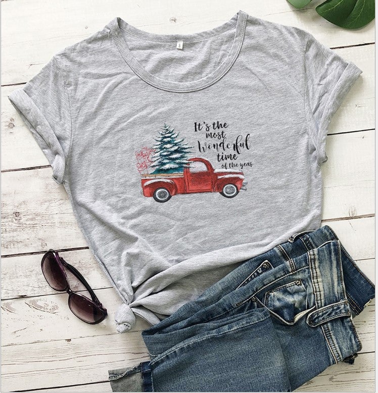 , Independent Platform Walmart New Model Bus Pattern Straight Simple Short-Sleeve T-Shirt, Casual And Versatile - Image 3