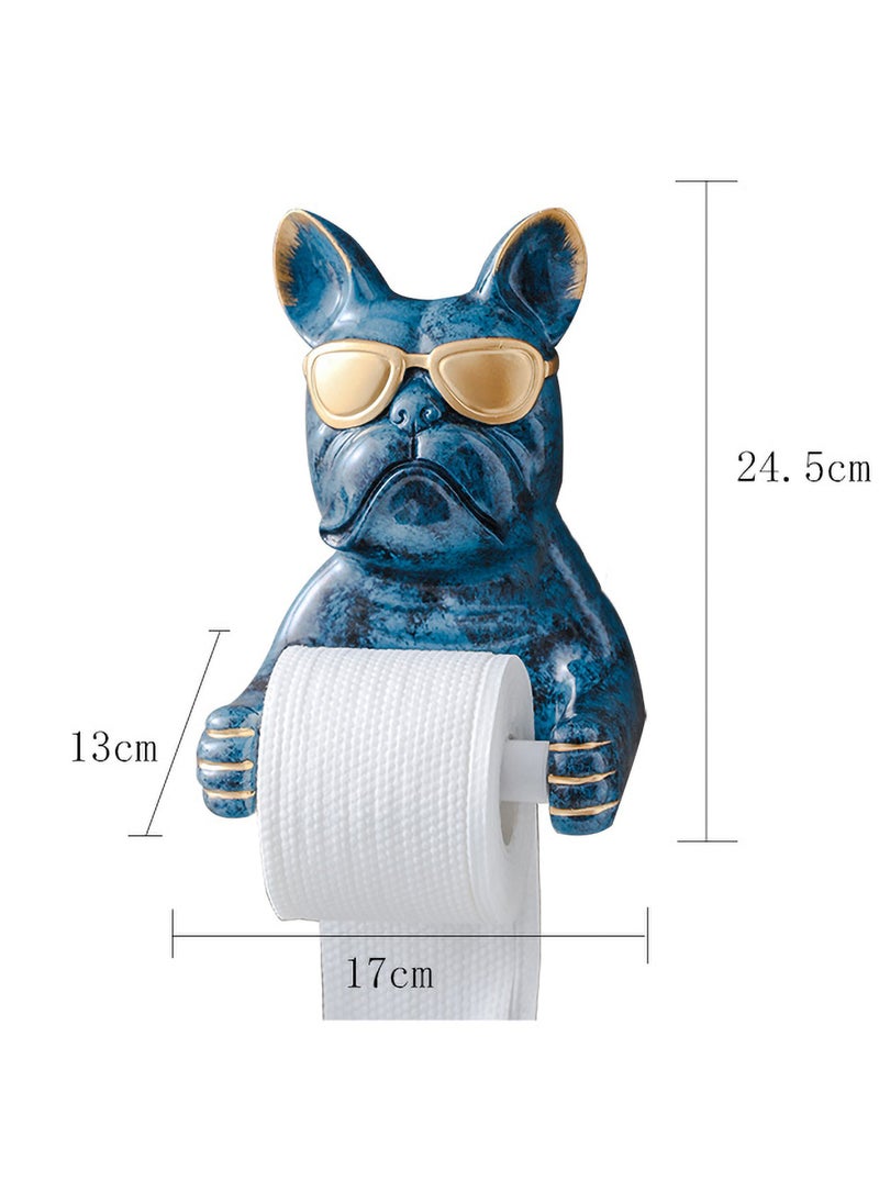LKTOCAFT - Cute Bulldog Design Toilet Paper Holder Stand - Wall-Mounted Resin Roll Holder for Bathroom Tissue, Environmentally Friendly, Easy to Clean, 15cm Compatible Roll Size, Punch-Free Design - Image 1