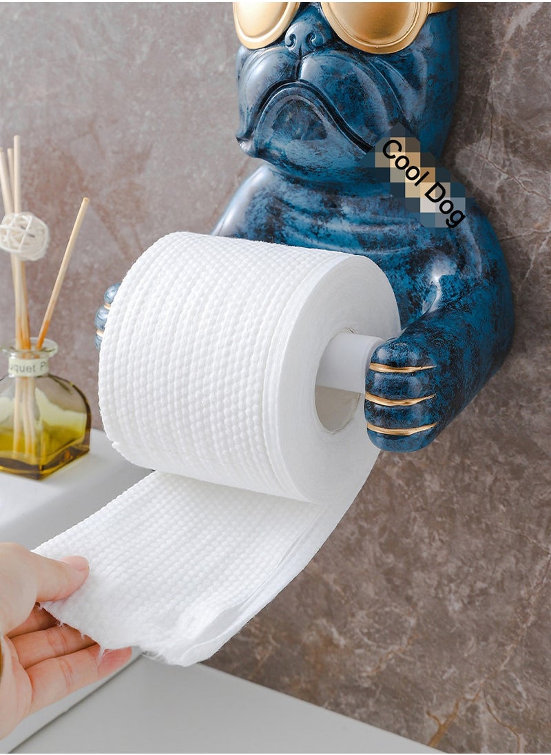 LKTOCAFT - Cute Bulldog Design Toilet Paper Holder Stand - Wall-Mounted Resin Roll Holder for Bathroom Tissue, Environmentally Friendly, Easy to Clean, 15cm Compatible Roll Size, Punch-Free Design - Image 1
