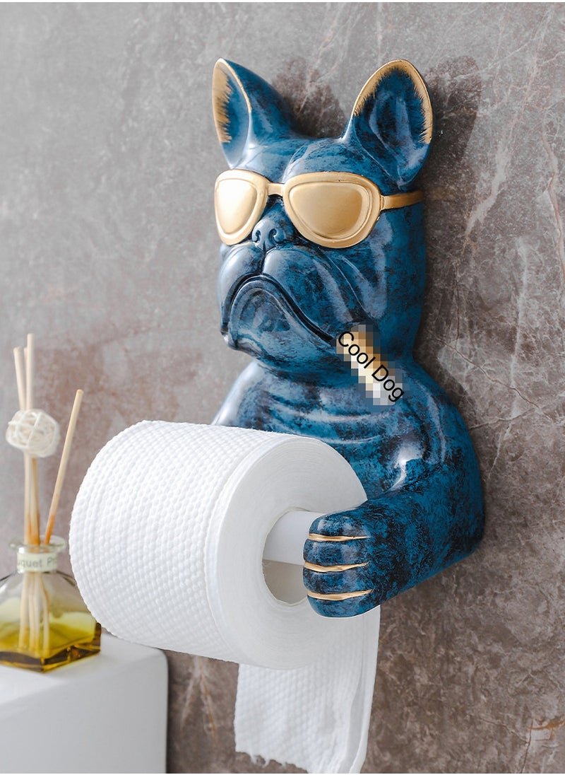 LKTOCAFT - Cute Bulldog Design Toilet Paper Holder Stand - Wall-Mounted Resin Roll Holder for Bathroom Tissue, Environmentally Friendly, Easy to Clean, 15cm Compatible Roll Size, Punch-Free Design - Image 1