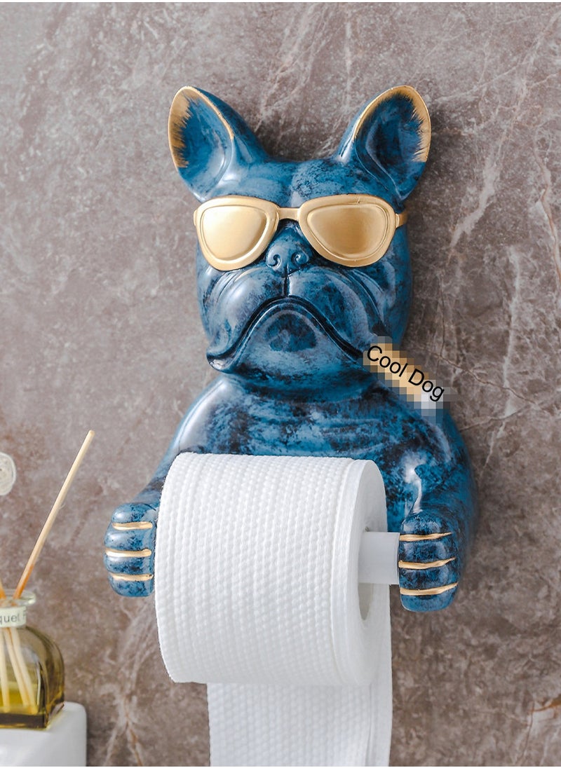LKTOCAFT - Cute Bulldog Design Toilet Paper Holder Stand - Wall-Mounted Resin Roll Holder for Bathroom Tissue, Environmentally Friendly, Easy to Clean, 15cm Compatible Roll Size, Punch-Free Design - Image 1