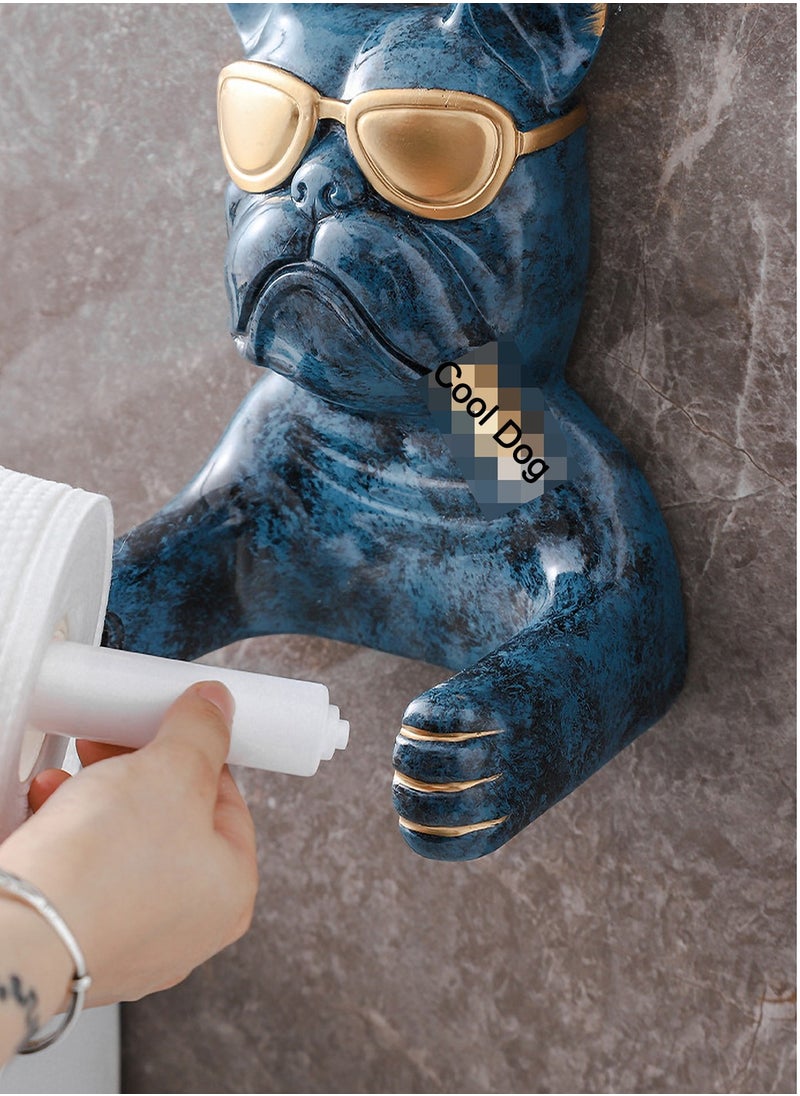 LKTOCAFT - Cute Bulldog Design Toilet Paper Holder Stand - Wall-Mounted Resin Roll Holder for Bathroom Tissue, Environmentally Friendly, Easy to Clean, 15cm Compatible Roll Size, Punch-Free Design - Image 1