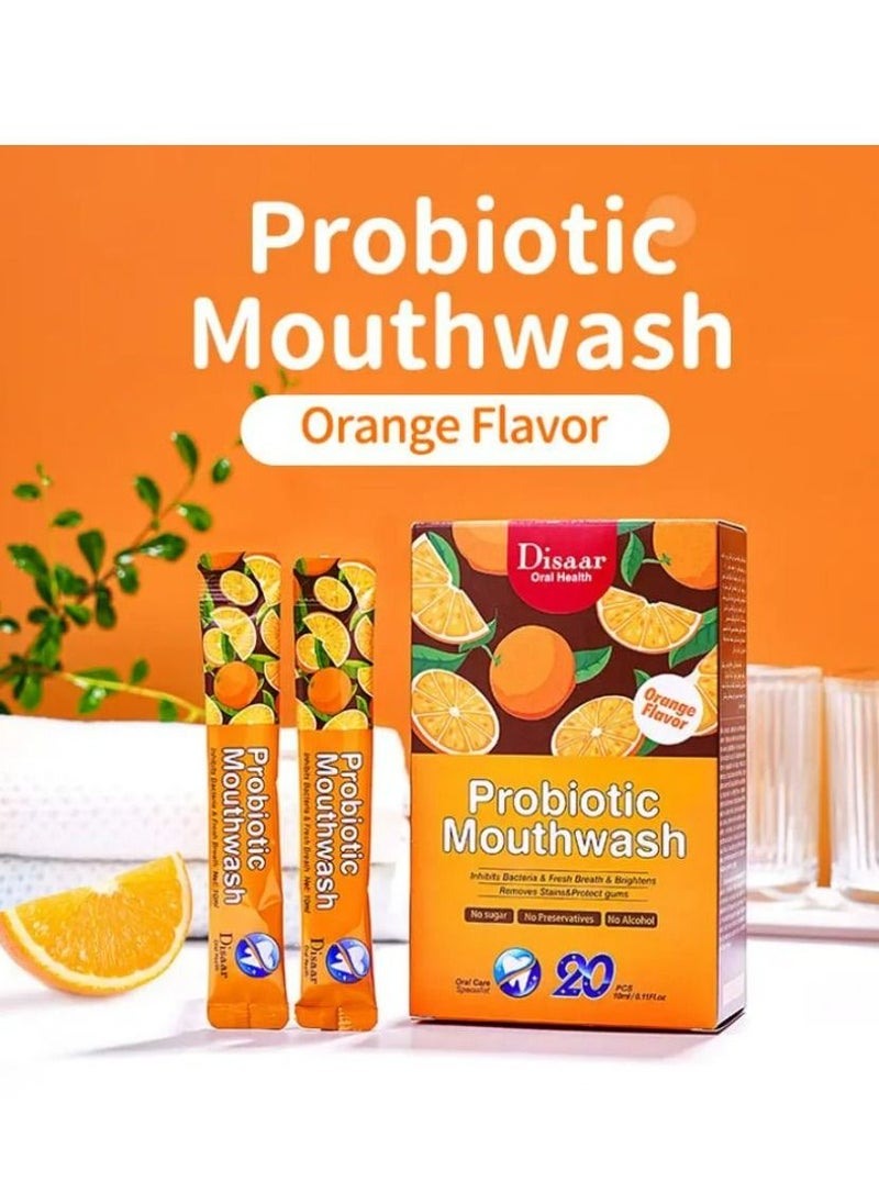 Disaar - Travel Mouthwash Probiotic Orange Flavor Teeth Whitening Oral Care Mouth Wash For Fresh Breath 20 pieces Per Box - Image 1