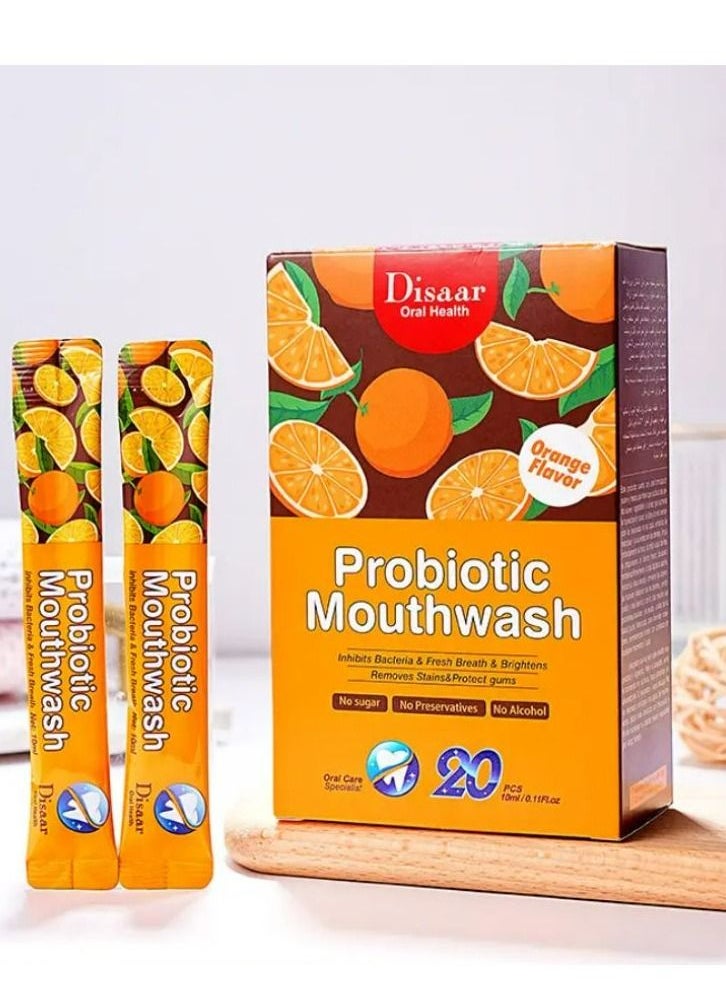 Disaar - Travel Mouthwash Probiotic Orange Flavor Teeth Whitening Oral Care Mouth Wash For Fresh Breath 20 pieces Per Box - Image 1
