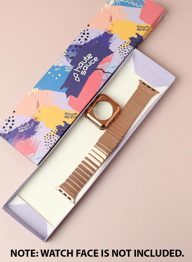 Haute Sauce Solid Casual Chain Strap Alloy Apple Watch Strap with Case For Women | 42mm/44mm/45mm  - Image 5