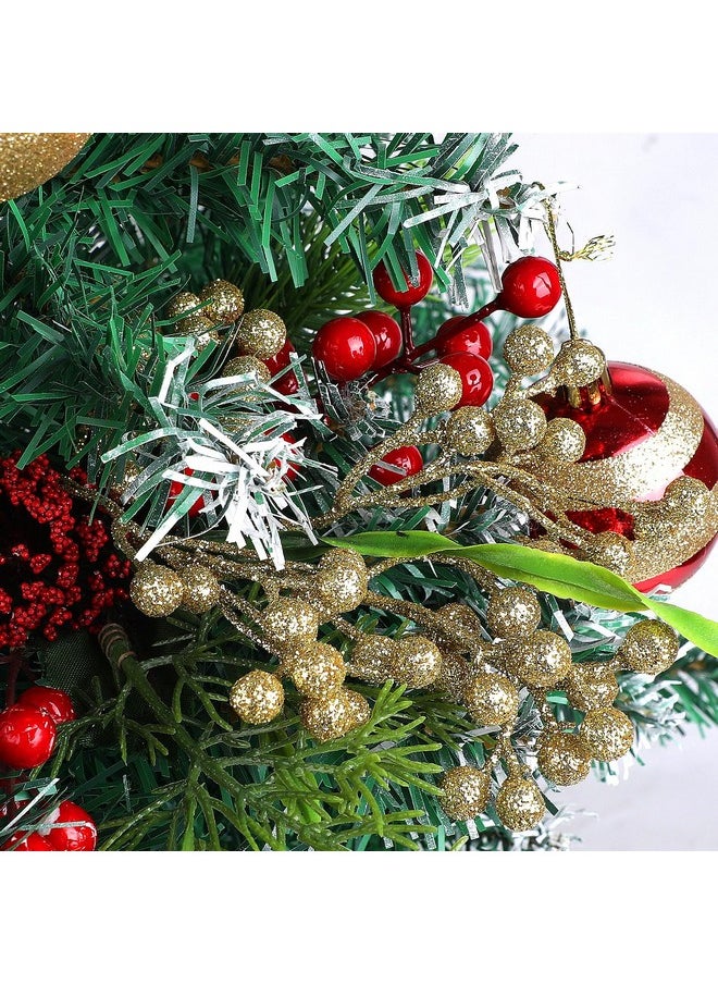 CCINEE CCINEE 24 Pack Christmas Artificial Gold Berry Stems,6.9 Inch Xmas Gold Glitter Berry Picks Holly Branches for Christmas Tree Ornaments Xmas Wreath DIY Crafts Home Holiday Decor  - Image 3