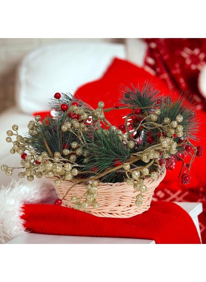CCINEE CCINEE 24 Pack Christmas Artificial Gold Berry Stems,6.9 Inch Xmas Gold Glitter Berry Picks Holly Branches for Christmas Tree Ornaments Xmas Wreath DIY Crafts Home Holiday Decor  - Image 4