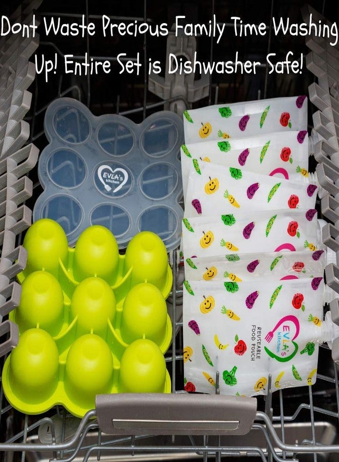 EVLA'S Baby Food Freezer Trays & Reusable Food Pouches Meal Prep Combo for Babies and Toddlers, Baby Food Containers & Meal Storage Perfect for Serving Homemade Healthy Smoothies & Purees - Image 4