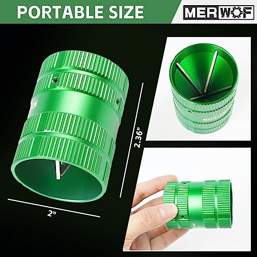 MERWOF Metal Pipe Reamer for Copper PVC Pipe, Deburring Tool, PlumbingTools, 1/4” to 1-5/8” Inner/Outer Tubing Cleaner, Tube Chamfering Tool (Green) - Image 4