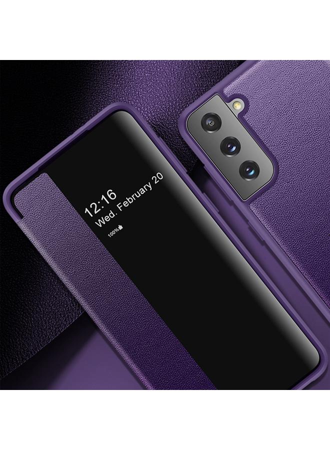 S-TOP Case For Samsung Galaxy S21 5G Magnetic Side Window View Shockproof Horizontal Flip Leather Case - Image 2