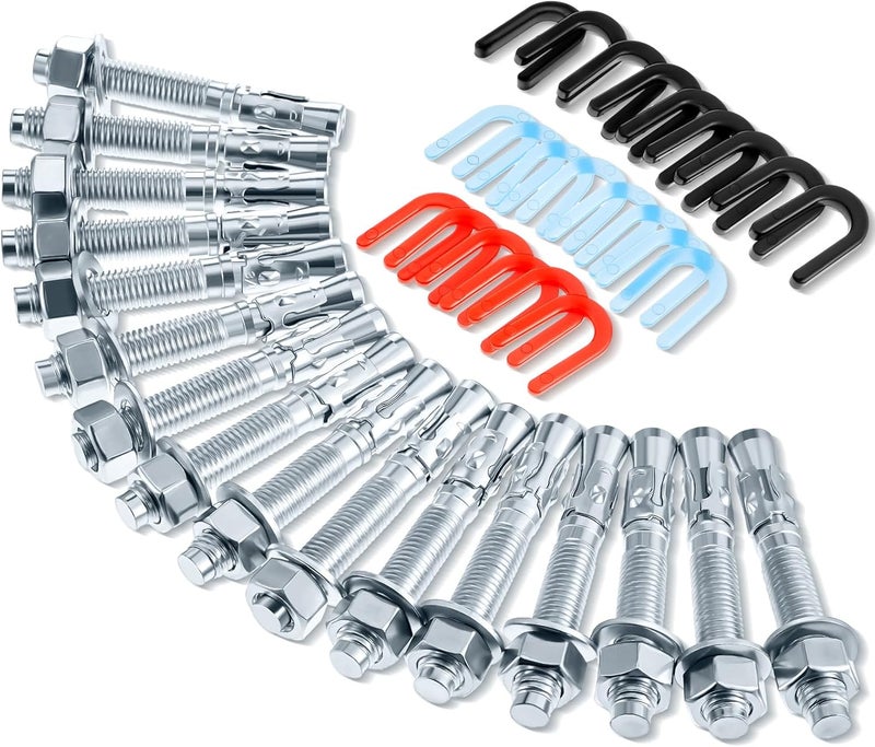 Datanly 46 Pcs Lift Install Kit - 16 Wedge Anchor Bolts & 30 Leveling Shims - Image 1
