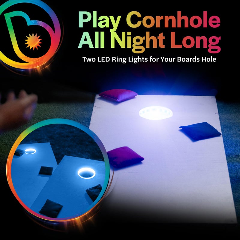Brightz Cornhole Ring Lights 2-Pack - LED Cornhole Set Lights for Hole and Board - Outdoor & Backyard Games (Blue) - Image 2