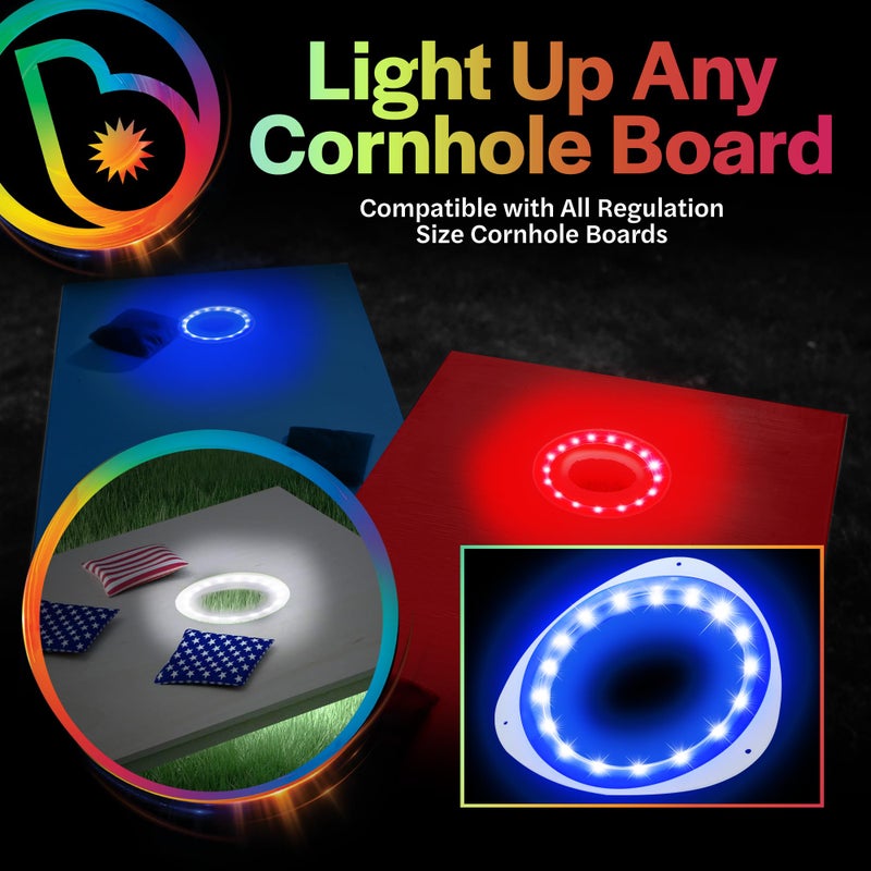 Brightz Cornhole Ring Lights 2-Pack - LED Cornhole Set Lights for Hole and Board - Outdoor & Backyard Games (Blue) - Image 3