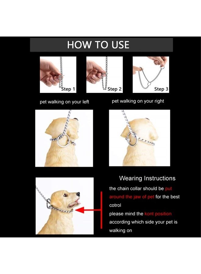 Mogoko Stainless Steel Dog Choke Chain Collar, Puppy Metal P Chain Slip Collar Pet Training Walking Choker(2.0mm;14.0 Inch)