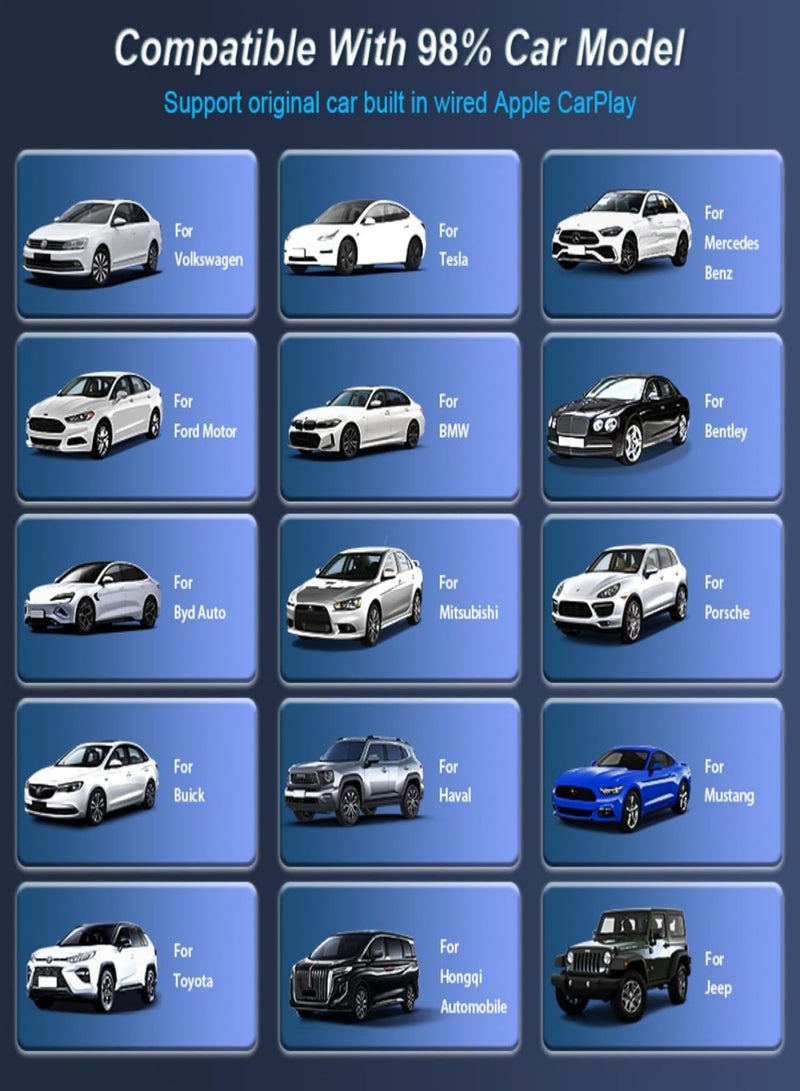 محول CarPlay لاسلكي 2 في 1، اتصال سريع ومستقر، Plug & Play Magic Link، يحول محول CarPlay السلكي المصنعي إلى محول لاسلكي/Android Auto للسيارات 2016+ - Image 3