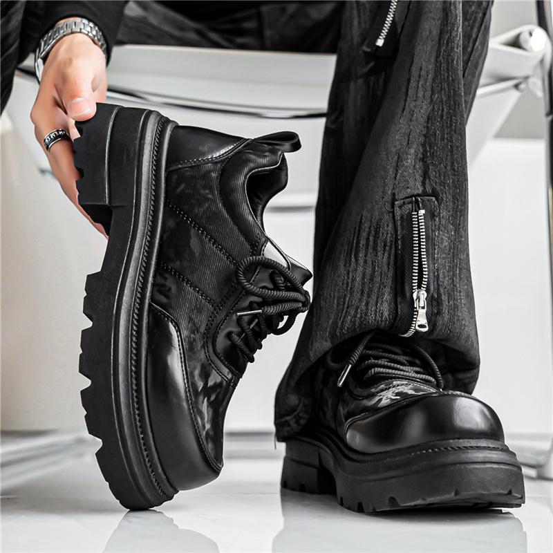 One-Piece Drop-Shipping Derby Shoes For Men, New Autumn Thick-Soled Height-Increasing Men'S Shoes, Large Leather Shoes, British Style Versatile Mickey Shoes - Image 4