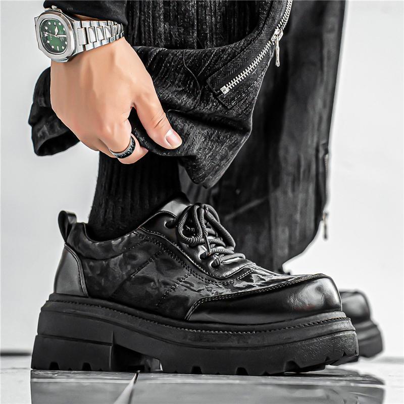 One-Piece Drop-Shipping Derby Shoes For Men, New Autumn Thick-Soled Height-Increasing Men'S Shoes, Large Leather Shoes, British Style Versatile Mickey Shoes - Image 5